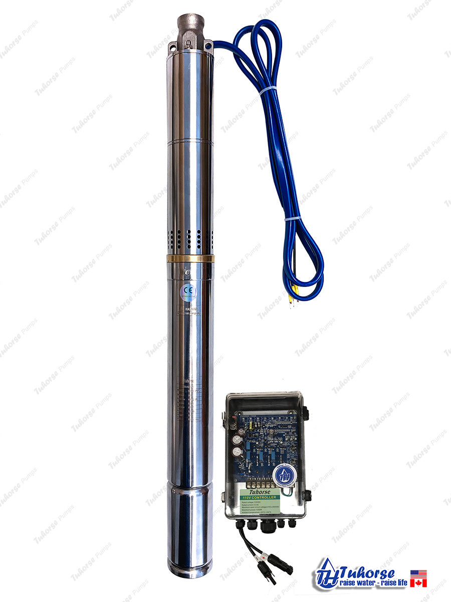 2" 370W Solar Submersible Deep Well Pump and Control Box