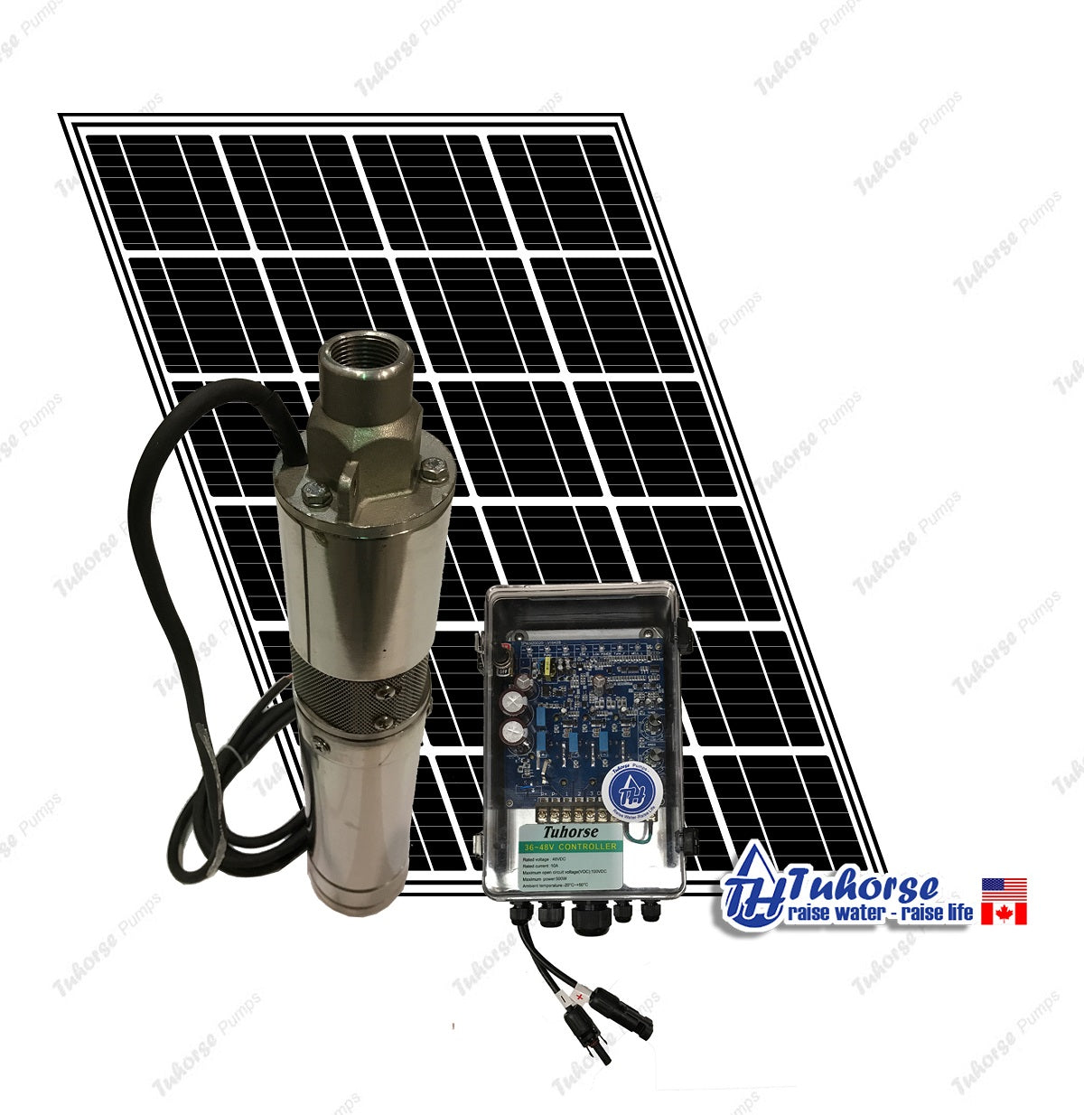 Tuhorse 500W solar pump kit with 3x 100W solar panel