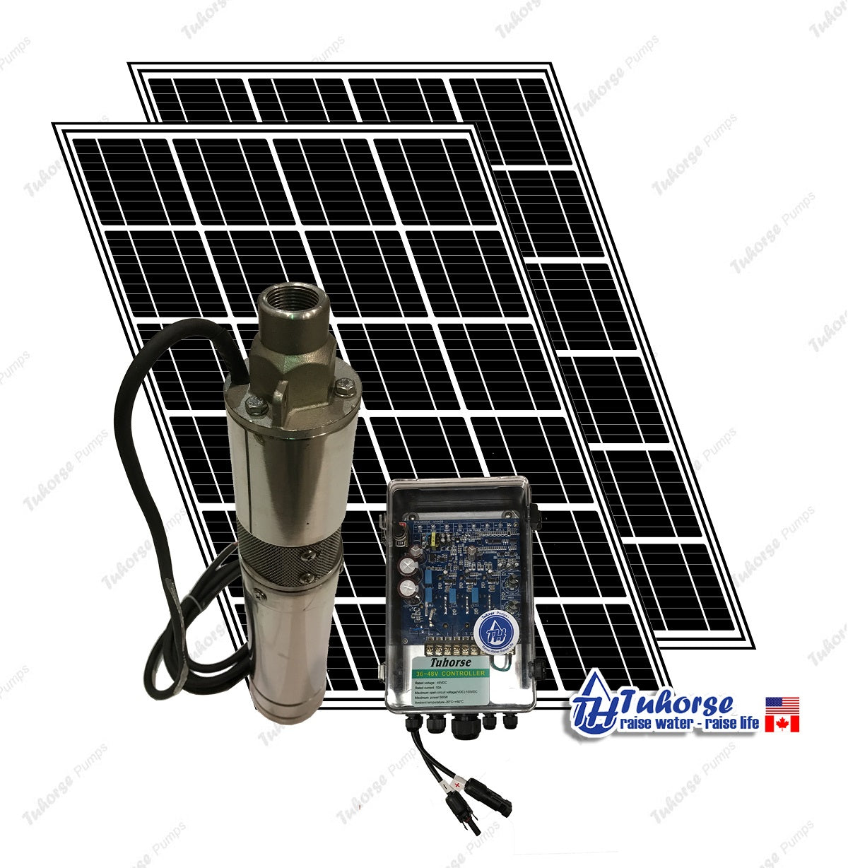 Tuhorse 3" 500W solar pump kit with 2 solar panels