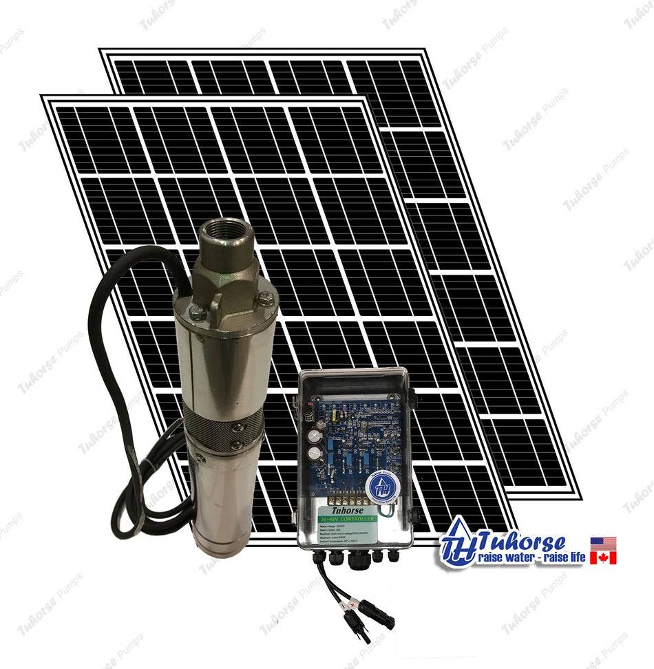 Tuhorse 3" 500W solar pump kit with 2 solar panels