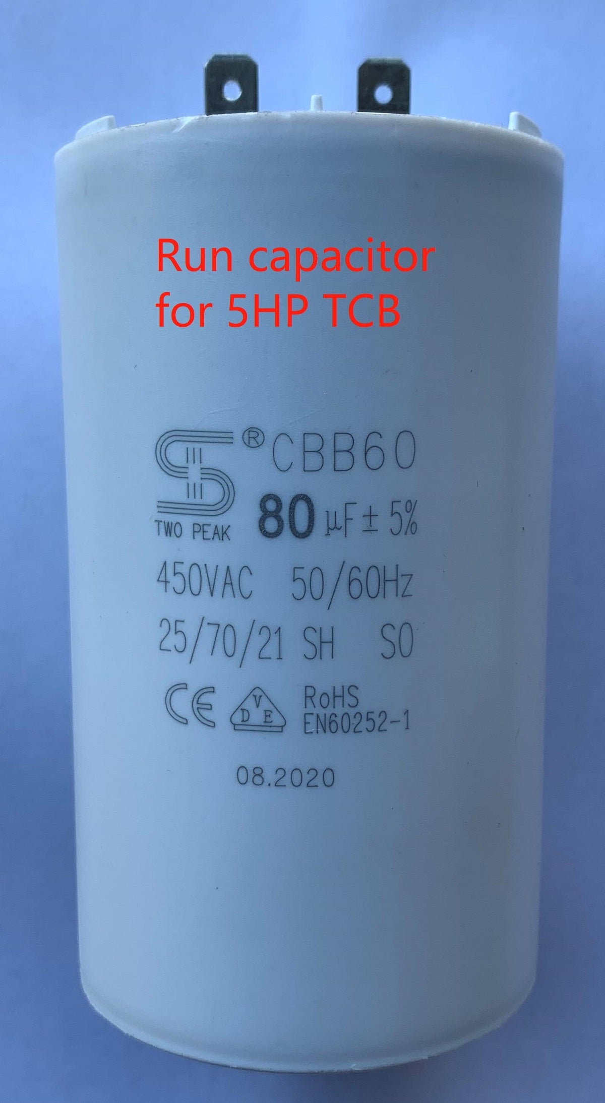 80uF motor run capacitor for 5HP
