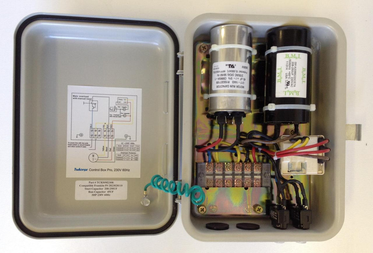208 - 250MFD Start Capacitor, 45MFD Run Capacitor are shown