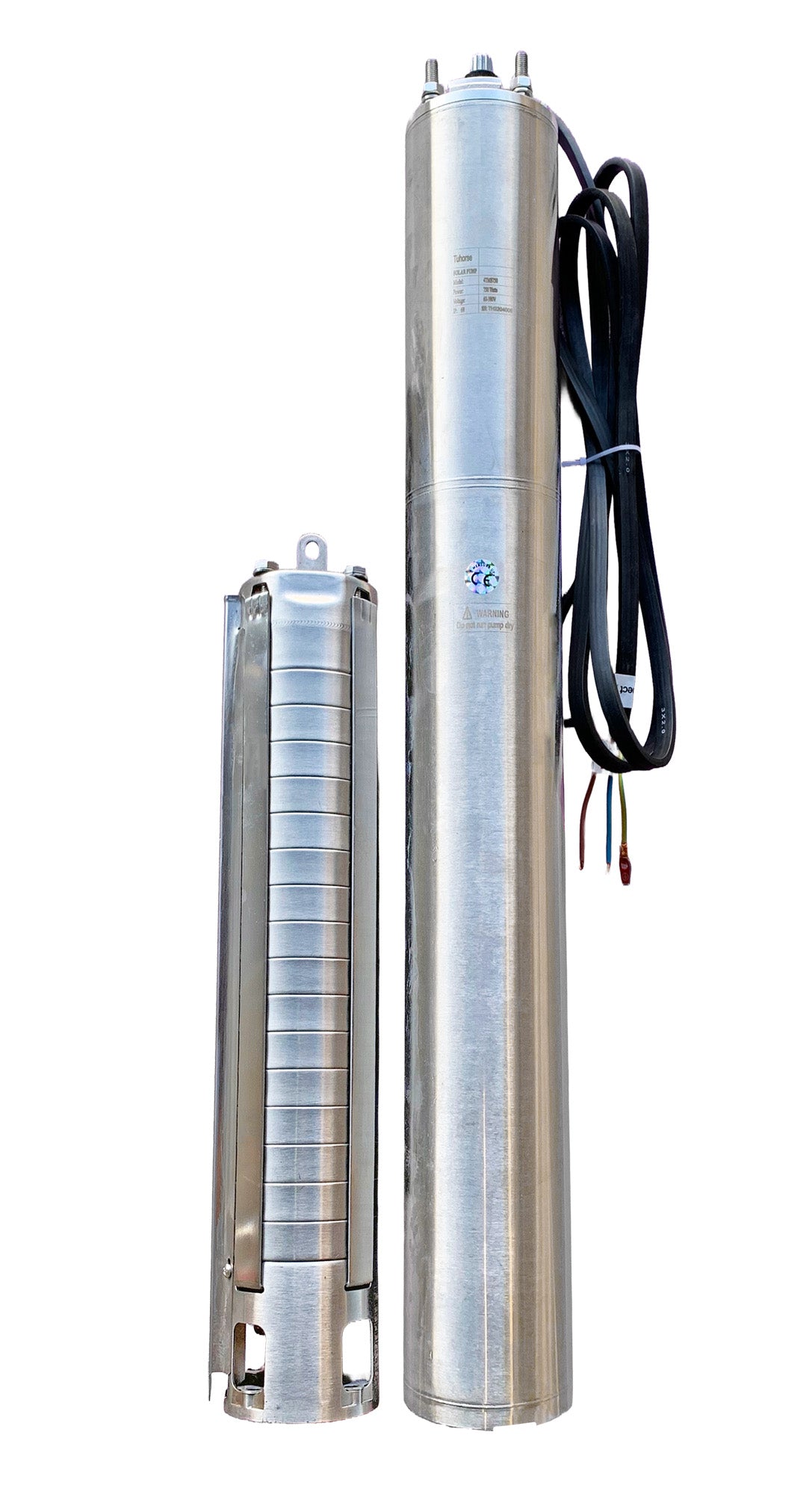 Disassembled Tuhorse 4" 2380W (3HP) 2-Wire Solar Submersible Deep Well Pump, Solar DC or AC 230V (4THSG75-1500) 