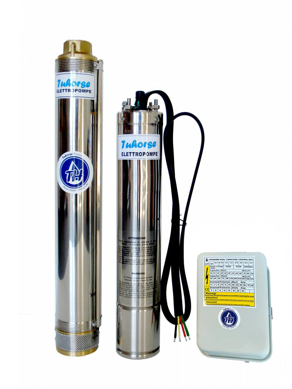Tuhorse 1.0HP TH4-009-09 230V 1Ph. Complete pump-end, motor, control box pro set (TH400909M230)