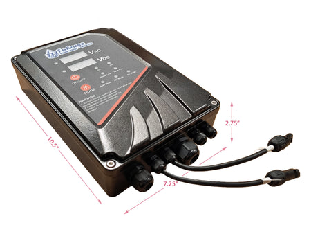 Tuhorse Solar/DC Auto Switch Angled View with Dimensions