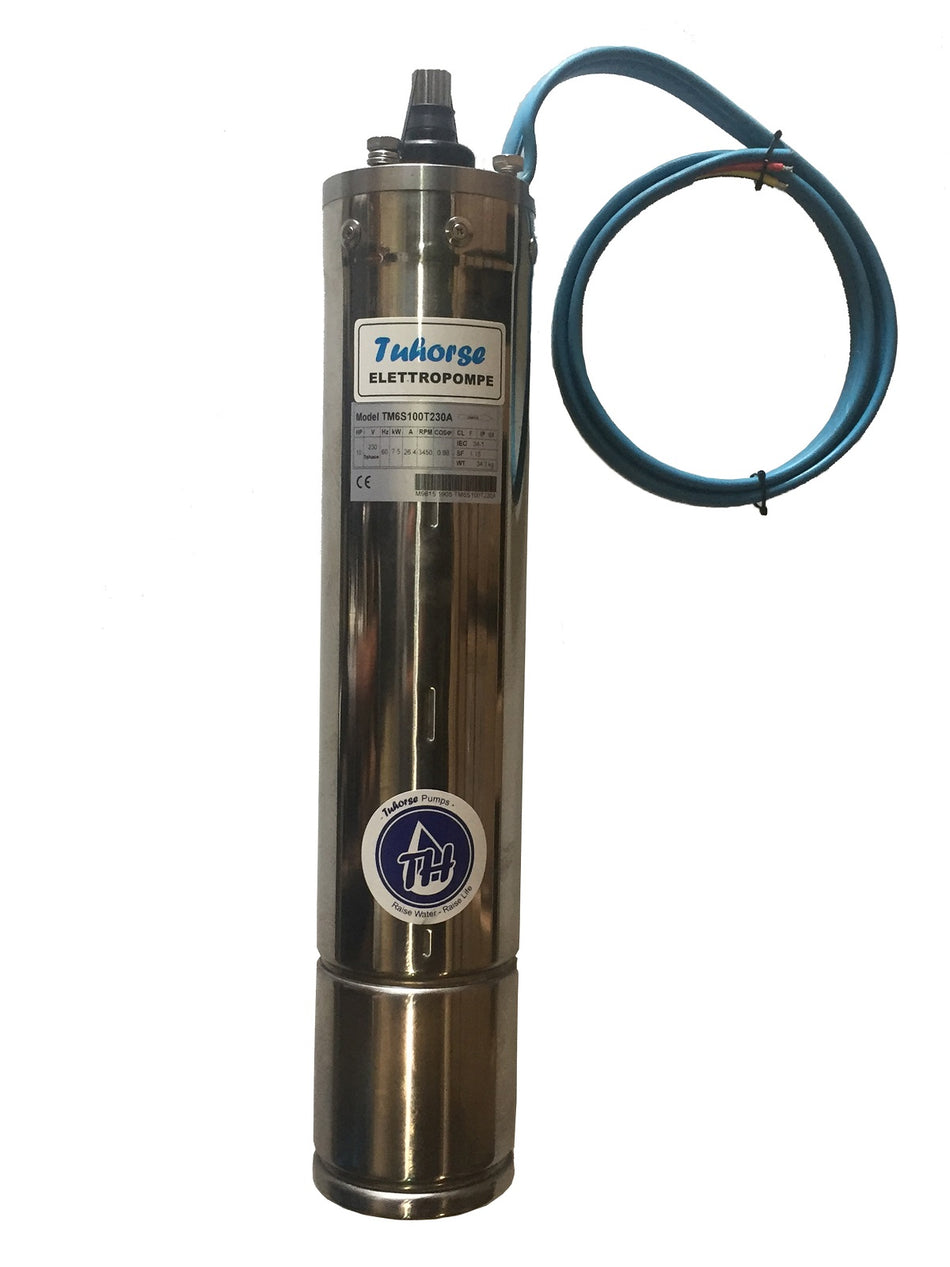 Tuhorse  6" 10HP Full Stainless Steel 3-Phase 230V Motor Only (TM6S100T230A) Front View